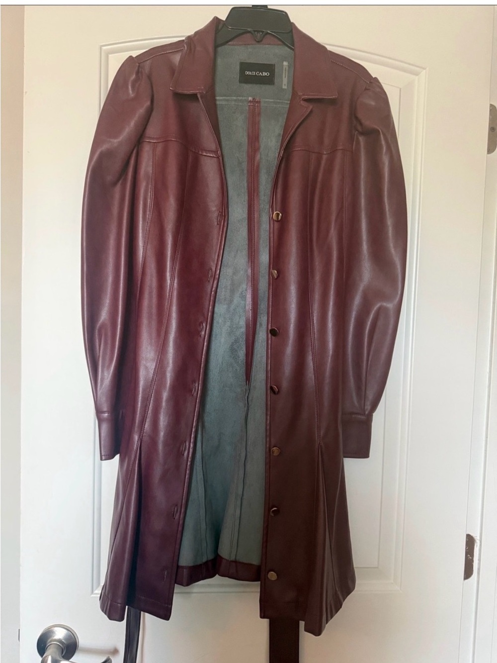Dolce Cabo Women's Deep Burgundy Leather Trench Coat - Picture 2 of 2